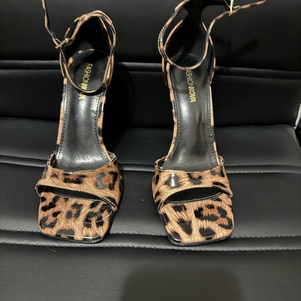 Fashion Nova Animal Print Strappy Heels